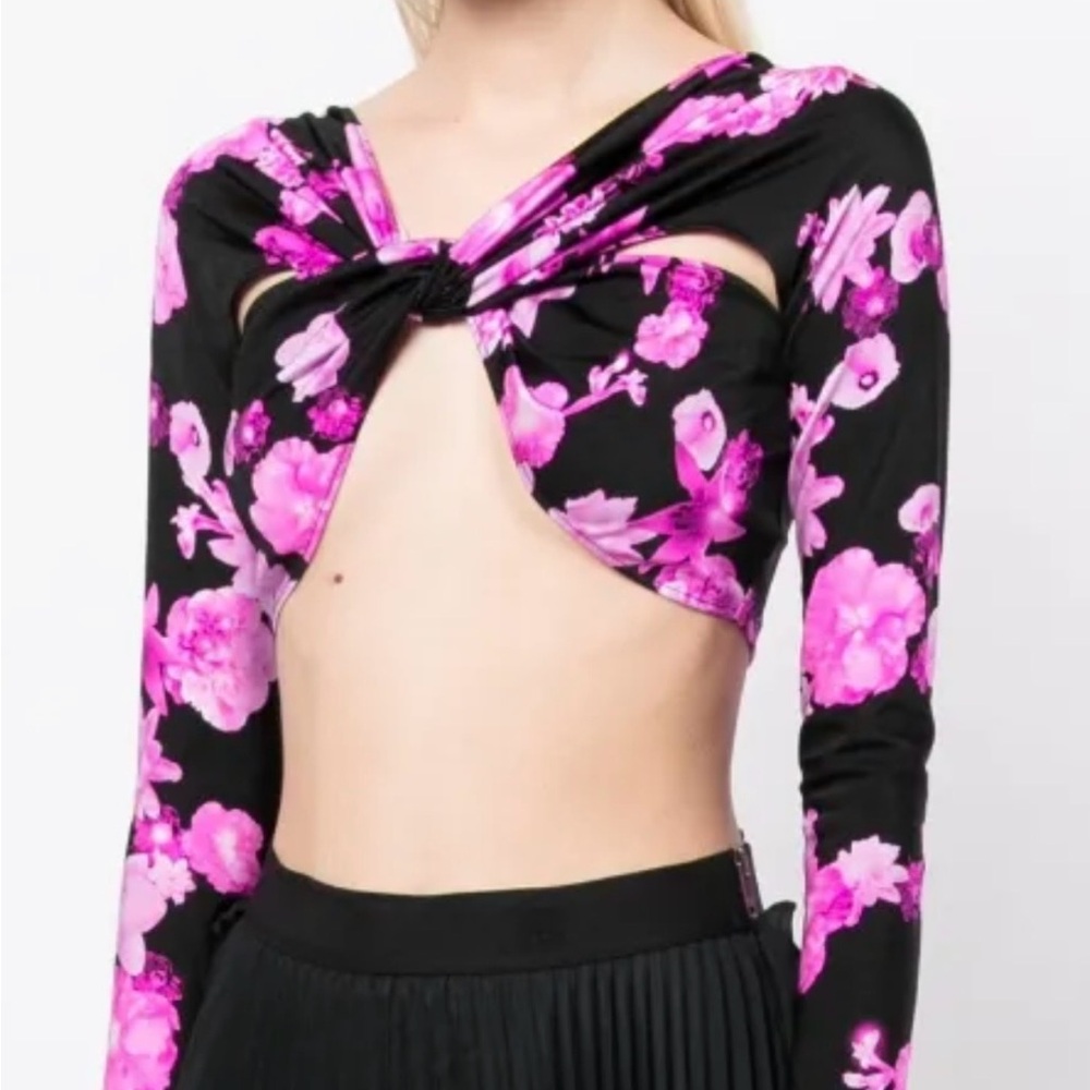Coperni Floral Cut-Out Top with Long Sleeves